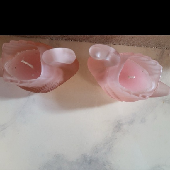 Vintage Frosted Glass Pink Swan Candles Set of 2 New Cottagecore 80s 90s MCM - Picture 4 of 4